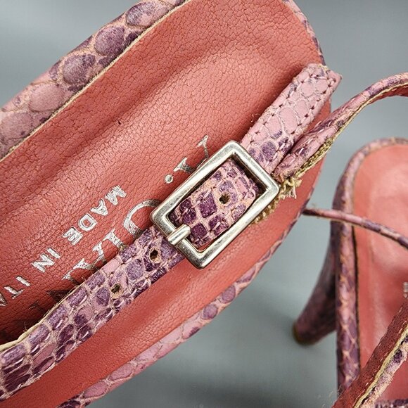 A. Giannetti Italy Heels Size 39 US 8.5–9 Pink Snakeskin Leather Slingback - Picture 13 of 15